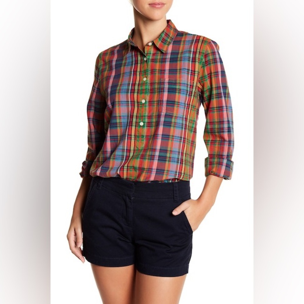 J Crew - NWT - Plaid Gauze Shirt in Boy Fit - XXS